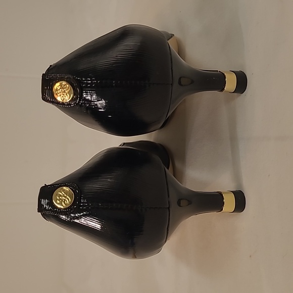 JRenee Black Braidy Crinkle Patent Leather Dress Pumps Size 7M Gold Accent Heel - Picture 7 of 10